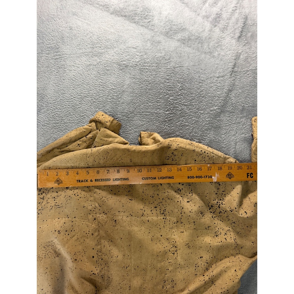 Vera Cristina Vintage 100 Silk Splatter Print Cropped Bomber Jacket Tan Large - Picture 11 of 11
